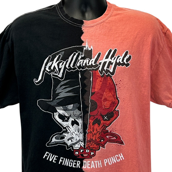 Five Finger Death Punch Jekyll and Hyde T Shirt 5FDP Band Tie Dye Orange L Large - Picture 1 of 8